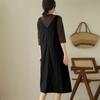 Vestido nuevo de primavera y verano 2023 con tiro real, talla grande, chaleco para mujer, estilo coreano, vestido informal holgado