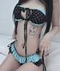 Estilo Ins Blogger Mismo Estilo Bikini Retro Americano para Mujer Empalmado Lunares Sexy Deseo Puro Halterneck Traje de Baño Dividido