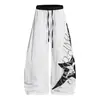 Pantalones de paracaidista casuales estilo americano con estampado de letras y estrellas para hombre y mujer, pantalones cargo finos de verano de corte holgado, pantalones acampanados de pierna ancha