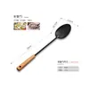 Juego de Utensilios de Cocina Palo de Rosa Negro Espátula Acero Negro Wok Espátula Espátula de Cocina Cucharón Juego de Herramientas de Cocina Utensilios de Cocina