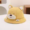Sombrero de Pescador para Niños, Oso Lindo, Sombrero de Cubeta Cálido para Niños y Niñas, Moda Estilo Coreano, Sombrero de Bebé Resistente al Viento para Exteriores