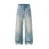 Jeans retro lavados de pierna ancha para hombre, colección otoño 2026, corte holgado, versátiles, casuales, pantalones largos rectos desgastados, al por mayor