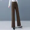 Pantalones casuales ropa exterior pantalones largos cintura alta pantalones de mujer primavera y otoño holgados corte ajustado micro campana pantalones elásticos transpirables color liso pantalones estilo western