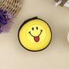 Monedero pequeño sencillo de color sólido con cara sonriente de caricatura, lindo, mini, para guardar monedas sueltas, bolsa con cremallera, color caramelo