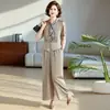 Elegante Conjunto de Verano de Manga Corta para Mamá 2026 Nueva Moda Ropa para Mujeres de Mediana Edad Rejuvenecedor Adelgazante Elegante Conjunto de Dos Piezas