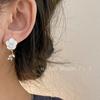 Pendientes de camelia blanca de primavera para mujer, pequeños y frescos, con flores de diamante Mori, al por mayor