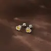 Pendientes de Corazón de Dopamina de Plata de Ley S999 para Mujer, Dulces Elegantes, Cierre de Rosca Retorcida, Perforación de Oreja, Pendientes de Uña de Cartílago de Oreja Venta al por Mayor