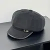 Boina octogonal de lana para otoño e invierno para mujer con hebilla de cinturón, gorra tipo pico que estiliza el rostro, gorra de visera estilo coreano de alta calidad y cálida.