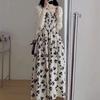 Cárdigan Chal Tejido Vestido Floral Traje de Dos Piezas para Mujer Estación Europea 2025 Verano Nuevo Moda Europea Ropa de Mujer