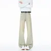 Jeans acampanados negros de corte slim para hombre, estilo American high street, versátiles y estilizan, disponibles en tallas grandes, pantalones rectos holgados, blancos en stock