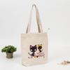 Bolsa de Lona para Armazenamento com Padrão de Gato de Desenho Animado, Moda, Compras, Zíper, Portátil, Bolsa de Algodão, Logotipo Personalizado