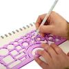 Regla para dibujo geométrico de estudiantes de escuela primaria, conjunto multifuncional de siete piezas con plantilla de dibujo de periódico escrito a mano, variedad de caleidoscopio