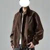 Chaqueta de Cuero Estilo Tie-Dye Desgastado Retro Americano Suelta para Hombre Primavera Otoño Marca de Moda Oversize Solapa Chaqueta de Motociclista