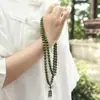 Pulsera Natural de Sándalo Verde Argentino 108 Cuentas de Círculo Único Cuentas Cuadradas Cuentas de Bambú Agujeros Pequeños de Precisión para Hombres y Mujeres