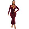 Y1275 Roupas Femininas Transfronteiriças Europeias e Americanas Amazon Inverno Novo Sexy Moda Decote Halter Sem Costas Quadril Vestido Cauda de Peixe