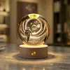 Esfera de Cristal Tallada en 3D Creativa Transfronteriza con Base de Madera Luminosa Adorno Navideño Regalo Luz de Noche Fábrica Venta al por Mayor