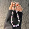Novo pingente de corrente de celular com contas de cristal de lírio-do-vale, acessório de bolsa, pulseira de pulso, chaveiro anti-perda, cordão de celular
