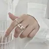 Anillos Apilables Geométricos Minimalistas para Mujer con Líneas Irregulares Envolviendo Anillos Abiertos de Malla Diseño de Nicho Anillos para el Dedo Índice Modernos