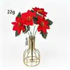 Terciopelo Navideño 5 Picos Ramo Flor Artificial Flor de Pascua Decoración del Hogar Adornos Paisajismo Flores Artificiales Venta Caliente Transfronteriza Al por Mayor