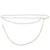 Joyería transfronteriza europea y americana moda elegante cadena de cintura de perlas de doble capa Cadena de cinturón de falda simple decorativa para mujer Cadena corporal