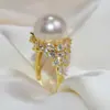 Anillo de Perla Reina de Hielo Ajustable Nácar Lujo Ligero Moda Versátil para Viajar Directo de Fábrica