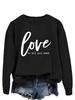 Suéter feminino casual simples de manga comprida da Amazon Independent Station LOVE is all you need