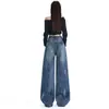 Calça Pantalona Fashionável Nova Outono/Inverno 2026 para Mulheres com Artesanato de Pintura a Óleo Pintada à Mão