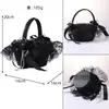 Nuevo Cesta de Flores de Encaje Negro Retro para Boda Cesta de Flores Decorativa Oscura Cesta de Flores Portátil para Novia Dama de Honor