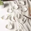 Prato de molho de cerâmica bonito Prato de salada Talheres brancos Prato de desenho animado doméstico Prato criativo infantil Prato de lanche