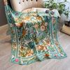Estilo INS Estilo Japonés y Coreano Bufanda Estampada de Plantas y Flores Regalo para el Día de la Madre Estilo Lujo Ligero Retro Elegante Bufanda Larga Nueva de Satén de Seda