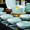 Jingdezhen Vajilla de Cerámica Juego de Tazón y Plato con Borde Dorado, Tazón Simple al por Mayor Tazones y Platos de Cerámica, Regalo y Presente Porcelana Ósea