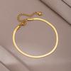 Tobillera clásica de cadena de hueso de serpiente plana de alta calidad para mujer, galvanizado en oro de 18 quilates, estilo frío de Instagram, simple, estilo Mori, anti-decoloración