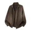 Cárdigan de Punto con Cuello Alto y Cremallera para Hombre Otoño Invierno Suéter Abrigo Jacquard de Punto Trenzado Retro Suéter de Lana Grueso Casual