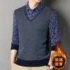 Comércio Exterior Transfronteiriço Outono e Inverno Novo Masculino Falso Duas Peças Tricô Versátil Gola Camisa Jaqueta Masculina Tamanho Grande Suéter
