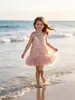 Vestido de Lantejoulas para Meninas Vestido de Princesa Transfronteiriço Sem Mangas Saia em Camadas Tule Fofo Vestido Formal Infantil Saia de Aniversário