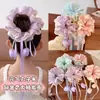 Laço de Cabelo Fofo de Flor Tulipa com Fita para Meninas, Corda para Rabo de Cavalo e Coque, Acessórios de Cabelo para Meninas