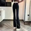 Jeans micro flare de cintura alta para mulheres, versão extra longa para pessoas altas, super longo 170, calça pantalona, corte justo, com botão, calça flare, primavera e outono