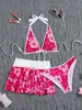 Europeu e Americano Ins Sexy Lingerie Ultraleve Sutiã com Alças Sem Aro Ultraleve Decote Halter Maiô Justo Dividido Três Peças