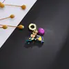 Nuevo Colgante de Hilo Dorado, Hojas Tropicales, Colgante de Piña y Pez, Incrustado con Joyería de Piedras Preciosas de Esmalte Colorido