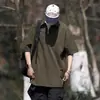 Bonito traje de exterior estilo japonês camisa de trabalho verde camiseta de manga curta para trabalho camiseta polo de verão masculina moderna estudante manga curta