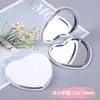 Espelho de maquiagem de couro branco atacado Espelho de bolso dobrável de PU Espelho portátil Espelho pequeno de metal criativo DIY para estudante