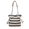 Nova Bolsa Color-Blocking de Moda de Verão para Mulheres, Bolsa de Palha Listrada com Design de Nicho, Bolsa Tote de Grande Capacidade para Férias e Dia a Dia