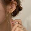 Aretes de aro liso que combinan con todo, grandes, diseño nicho, de alta gama, viento frío, exagerados, círculo grande, cobre coreano chapado en oro real