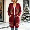 Nuevo cárdigan largo de punto con botones para Navidad, suéter abrigo de moda estampado para otoño e invierno, personalizado, casual para mujer