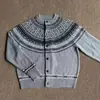 Cardigã de malha Fair Isle de manga comprida para homens, estilo casual de outono, suéter retrô, peça externa, jaqueta de casal de alta qualidade