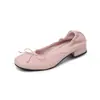 Zapatos de piel de oveja completa súper suaves, cómodos para el trayecto diario, lazo, otoño 2026, tacón bajo, punta redonda, piel genuina, poco profundos, de un solo color, para mujer, talla 42, talla grande