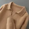 Nuevo suéter de lana 100% pura para otoño e invierno para hombre, suéter de punto grueso de cachemira con cuello de gaviota, color liso, suéter de punto polo para hombre