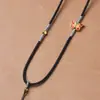 Corda de Pingente Tecida à Mão Corda de Colar Estilo Tibetano Corrente de Suéter Corda para Pendurar Jade Étnico Pingente de Pescoço Corda para Pendurar Thangka