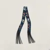 Pañuelo Pequeño con Borlas 130*5cm Tejido de Sarga Imitación Seda Pañuelo de Seda para Mujer, Corbata de Cuello de Moda y Versátil, Correa para Bolso