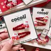 Nuevo Clip para el Cabello de Tela Rojo Terciopelo de Año Nuevo para Niñas con Diseño de Animales de Dibujos Animados, Suave con el Cabello, Set de Goma para el Cabello y Clip